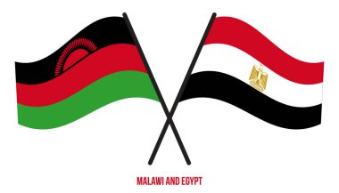 Malawi ve Mısır Bayrakları Çapraz ve Sallanan Düz Tarz. Resmi Orantı. Renkleri Düzelt.