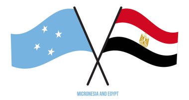 Mikronezya ve Mısır Bayrakları Çapraz ve Sallanan Düz Stil. Resmi Orantı. Renkleri Düzelt.