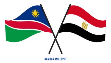 Namibya ve Mısır Bayrakları Çarpıştı ve Sallanan Düz Stil. Resmi Orantı. Renkleri Düzelt.