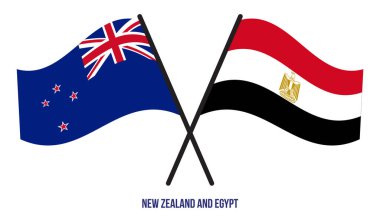 Yeni Zelanda ve Mısır Bayrakları Çapraz ve Sallanan Düz Tarz. Resmi Orantı. Renkleri Düzelt.