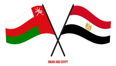 Umman ve Mısır Bayrakları Çarpıştı ve Sallanan Düz Stil. Resmi Orantı. Renkleri Düzelt.