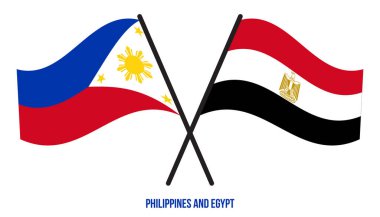 Filipinler ve Mısır Bayrakları Çarpıştı ve Sallanan Düz Stil. Resmi Orantı. Renkleri Düzelt.
