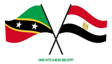 Saint Kitts & Nevis ve Mısır Bayrakları çapraz ve Sallanan Düz Stil. Resmi Orantı.