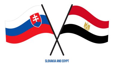 Slovakya ve Mısır Bayrakları Çarpıştı ve Sallanan Düz Stil. Resmi Orantı. Renkleri Düzelt.
