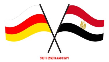 Güney Osetya ve Mısır Bayrakları Çarpıştı ve Sallanan Düz Stil. Resmi Orantı. Renkleri Düzelt.