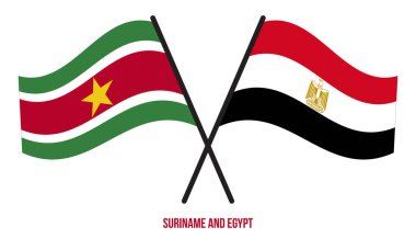 Surinam ve Mısır Bayrakları Çapraz ve Sallanan Düz Tarz. Resmi Orantı. Renkleri Düzelt.