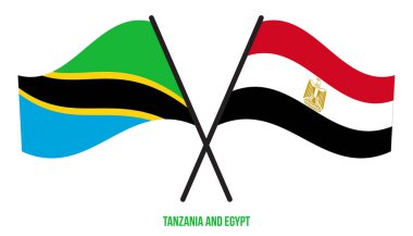 Tanzanya ve Mısır Bayrakları Çarpıştı ve Sallanan Düz Stil. Resmi Orantı. Renkleri Düzelt.
