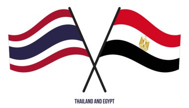 Tayland ve Mısır Bayrakları Çarpıştı ve Sallanan Düz Stil. Resmi Orantı. Renkleri Düzelt.