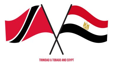 Trinidad & Tobago ve Mısır Bayrakları Çarpıştı ve Düz Dalgalanıyor. Resmi Orantı.