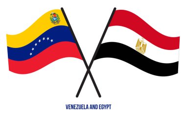 Venezuela ve Mısır Bayrakları Çapraz ve Sallanan Düz Tarz. Resmi Orantı. Renkleri Düzelt.