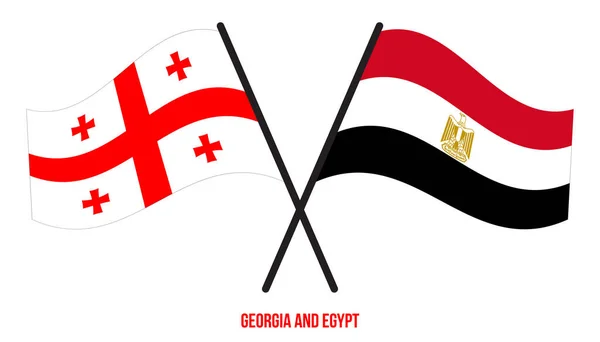 Gürcistan Mısır Bayrakları Çarpıştı Sallanan Düz Stil Resmi Orantı Renkleri — Stok Vektör