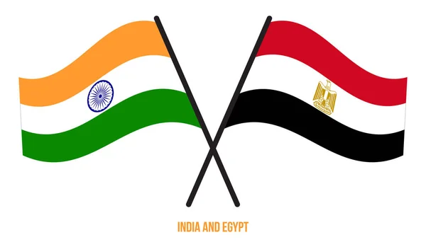 Индия Египет Пересекли Помахали Плоским Стилем Официальная Доля Правильные Цвета — стоковый вектор