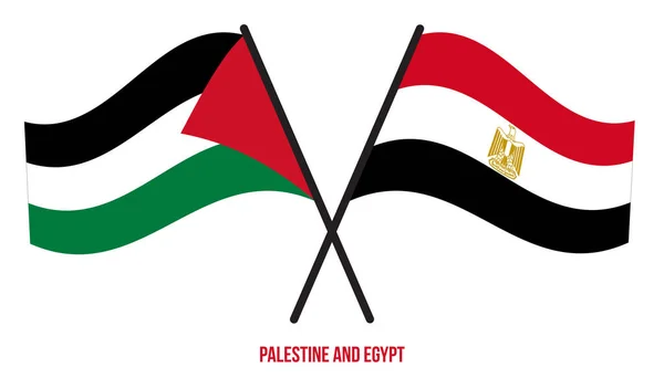 Παλαιστίνη Και Αίγυπτος Σημαίες Διασταυρώθηκαν Και Κυματίζουν Επίπεδη Στυλ Επίσημη — Διανυσματικό Αρχείο
