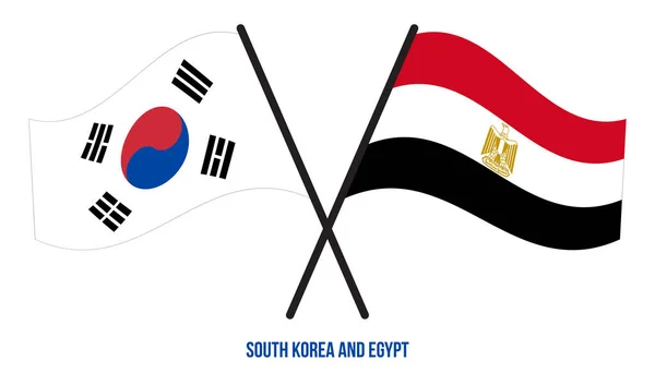 Dél Korea Egyiptom Zászlók Keresztezve Integetve Flat Style Hivatalos Arány — Stock Vector