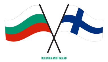 Bulgaristan ve Finlandiya Bayrakları Çapraz ve Dalgalı Düz Stil. Resmi Orantı. Renkleri Düzelt.