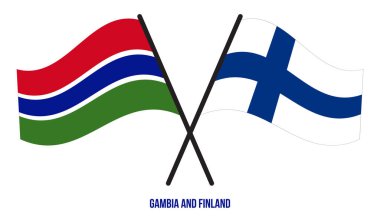 Gambiya ve Finlandiya Bayrakları Çarpıştı ve Sallanan Düz Stil. Resmi Orantı. Renkleri Düzelt.