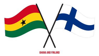 Gana ve Finlandiya Bayrakları Çarpıştı ve Sallanan Düz Stil. Resmi Orantı. Renkleri Düzelt.