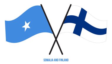 Somali ve Finlandiya Bayrakları Çarpıştı ve Sallanan Düz Stil. Resmi Orantı. Renkleri Düzelt.