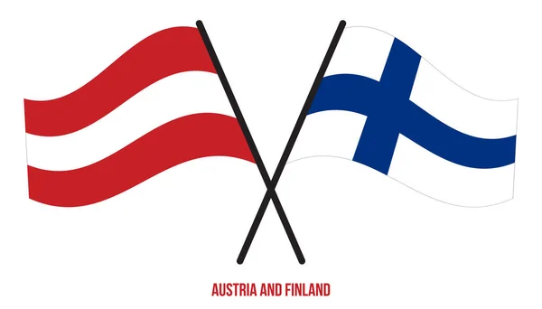 Die Fahnen Österreichs Und Finnlands Wehten Flachen Stil Offiziell Korrekte — Stockvektor
