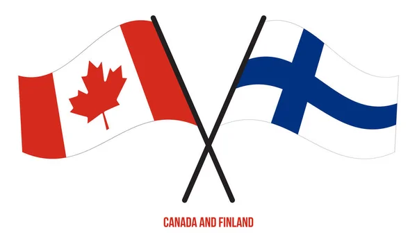 Banderas Canadá Finlandia Cruzadas Ondeando Estilo Plano Proporción Oficial Colores — Vector de stock