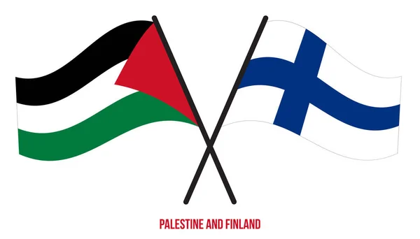 Palestina Finsko Vlajky Kříž Vlnění Plochý Styl Oficiální Podíl Opravit — Stockový vektor