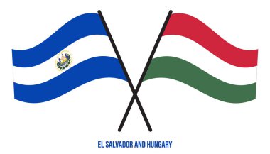 El Salvador ve Macaristan Bayrakları Çapraz ve Sallanan Düz Tarz. Resmi Orantı. Renkleri Düzelt.