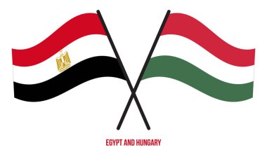 Mısır ve Macaristan Bayrakları Çapraz ve Sallanan Düz Tarz. Resmi Orantı. Renkleri Düzelt.