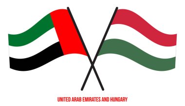 Birleşik Arap Emirlikleri ve Macaristan Bayrakları Çapraz ve Sallanan Düz Tarz. Resmi Orantı.