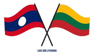 Laos ve Litvanya Bayrakları Çapraz ve Sallanan Düz Tarz. Resmi Orantı. Renkleri Düzelt.