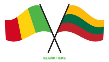 Mali ve Litvanya Bayrakları Çapraz ve Sallanan Düz Tarz. Resmi Orantı. Renkleri Düzelt.