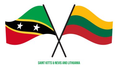 Saint Kitts & Nevis ve Litvanya Bayrakları Çarpıştı ve Sallanan Düz Stil. Resmi Orantı.