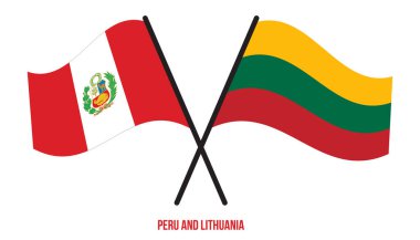 Peru ve Litvanya Bayrakları Çapraz ve Sallanan Düz Tarz. Resmi Orantı. Renkleri Düzelt.