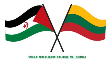 Sahrawi ve Litvanya Bayrakları Çapraz ve Sallanan Düz Stil. Resmi Orantı. Renkleri Düzelt.