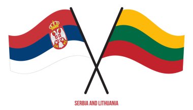 Sırbistan ve Litvanya Bayrakları Geçildi ve Sallanan Düz Tarz. Resmi Orantı. Renkleri Düzelt.