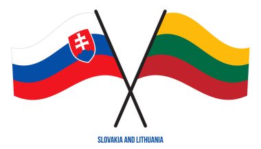 Slovakya ve Litvanya Bayrakları Çarpıştı ve Sallanan Düz Stil. Resmi Orantı. Renkleri Düzelt.