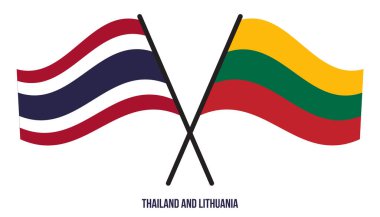 Tayland ve Litvanya Bayrakları Çapraz ve Sallanan Düz Tarz. Resmi Orantı. Renkleri Düzelt.