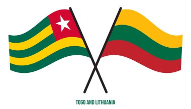 Togo ve Litvanya Bayrakları Çapraz ve Sallanan Düz Tarz. Resmi Orantı. Renkleri Düzelt.