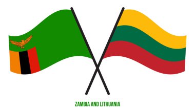 Zambiya ve Litvanya Bayrakları Çapraz ve Sallanan Düz Tarz. Resmi Orantı. Renkleri Düzelt.