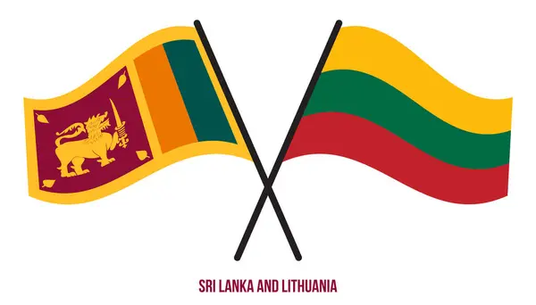 Banderas Sri Lanka Lituania Cruzadas Ondeando Estilo Plano Proporción Oficial — Vector de stock