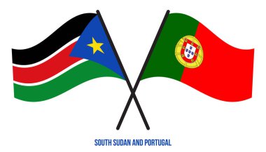 Güney Sudan ve Portekiz Bayrakları Çapraz ve Sallanan Düz Tarz. Resmi Orantı. Renkleri Düzelt.