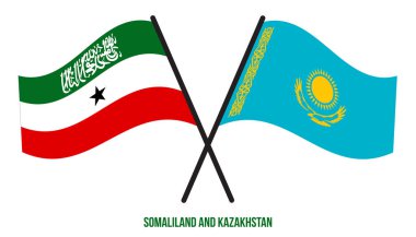Somaliland ve Kazakistan Bayrakları Çapraz ve Sallanan Düz Stil. Resmi Orantı. Renkleri Düzelt.