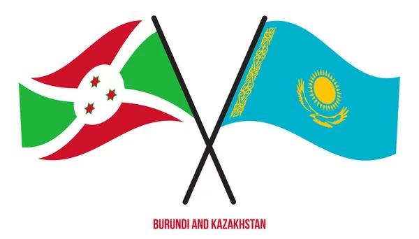 Бурунди Казахстанские Флаги Пересекли Помахали Плоским Стилем Официальная Доля Правильные — стоковый вектор