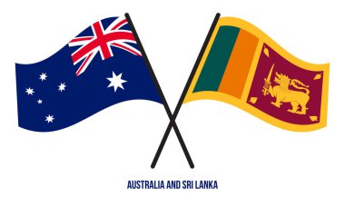 Avustralya ve Sri Lanka Bayrakları Çapraz ve Sallanan Düz Tarz. Resmi Orantı. Renkleri Düzelt.