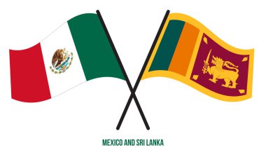 Meksika ve Sri Lanka Bayrakları Çapraz ve Sallanan Düz Tarz. Resmi Orantı. Renkleri Düzelt.