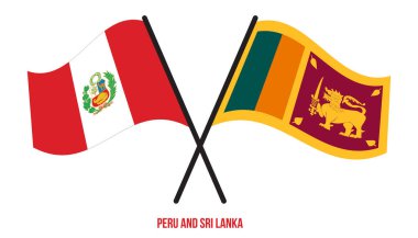 Peru ve Sri Lanka Bayrakları Çapraz ve Sallanan Düz Tarz. Resmi Orantı. Renkleri Düzelt.