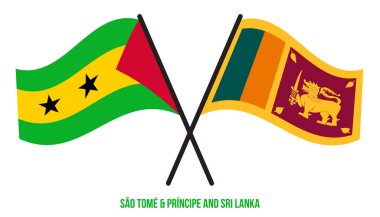 Sao Tome ve Sri Lanka Bayrakları Çapraz ve Sallanan Düz Tarz. Resmi Orantı. Renkleri Düzelt.