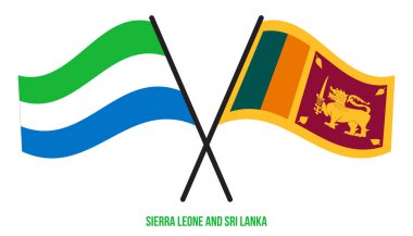 Sierra Leone ve Sri Lanka Bayrakları Çapraz ve Dalgalı Düz Stil. Resmi Orantı. Renkleri Düzelt.