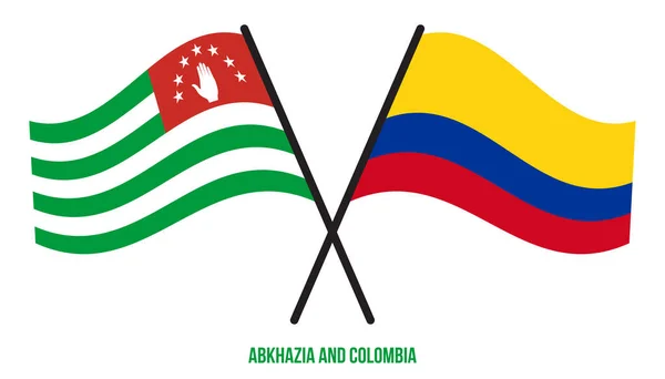 Abkhazia Colombia Flags Crossed Waving Flat Style Official Proportion Correct — Stock Vector
