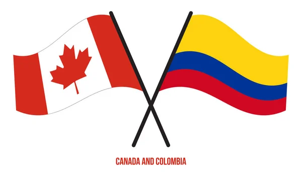 Kanada Kolombiya Bayrakları Çapraz Sallanan Düz Stil Resmi Orantı Renkleri — Stok Vektör