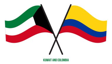 Kuveyt ve Kolombiya Bayrakları Çapraz ve Sallanan Düz Tarz. Resmi Orantı. Renkleri Düzelt